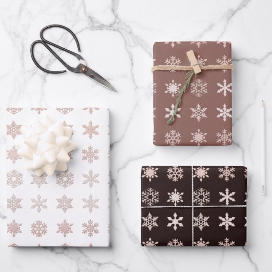 Feuille De Papier Cadeau Élégant Snowflakes à motif (Recto)