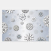 Feuille De Papier Cadeau Élégant Snowflakes D'Hiver Sur Argent (Devant)