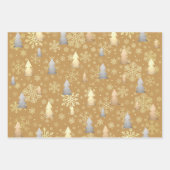 Feuille De Papier Cadeau Élégant Snowflakes Gold & Silver Christmas Tree (Devant 3)
