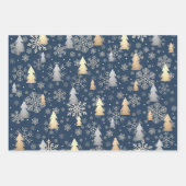 Feuille De Papier Cadeau Élégant Snowflakes Gold & Silver Christmas Tree (Devant 3)