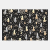 Feuille De Papier Cadeau Élégant Snowflakes Gold & Silver Christmas Tree (Devant 2)