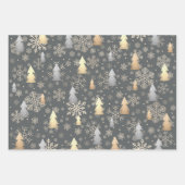 Feuille De Papier Cadeau Élégant Snowflakes Gold & Silver Christmas Tree (Devant)