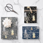 Feuille De Papier Cadeau Élégant Snowflakes Gold & Silver Christmas Tree<br><div class="desc">Motif de Noël moderne en faux argent et or.</div>
