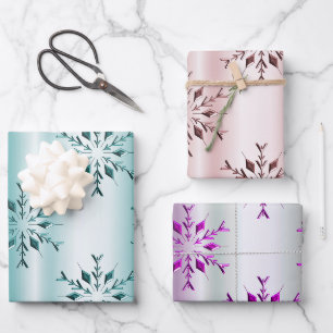 Feuille De Papier Cadeau Élégant Snowflakes Noël