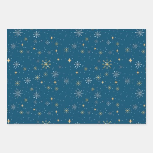 Feuille De Papier Cadeau Élégant Snowflakes White Gold de Noël (Devant)