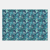 Feuille De Papier Cadeau Elegant teal swirl leaf pattern  (Devant)