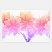Feuille De Papier Cadeau Élégant thème floral fleuri bleu rose violet (Devant 3)