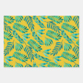 Feuille De Papier Cadeau Elégant Turquoise de feuillage  or Motif (Devant)