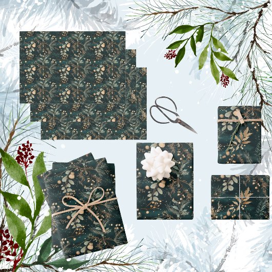 Feuille De Papier Cadeau Élégant vert botanique