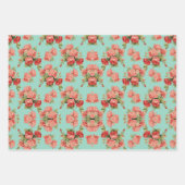 Feuille De Papier Cadeau Élégant Vert Floral Joli Polka Dot Stripes (Devant 2)