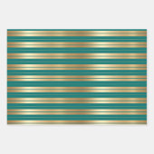 Feuille De Papier Cadeau Élégant Vert Gold Stripes Metallic Cadeau (Devant 2)