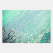 Feuille De Papier Cadeau Élégant vert Purple Gold Parties scintillant Marbr (Devant)