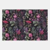 Feuille De Papier Cadeau Élégant Victorien foncé violet floral | Découpage (Devant)