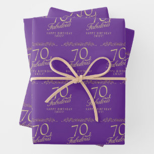 Feuille De Papier Cadeau Elégant Violet 70 et Incroyable 70e Anniversaire