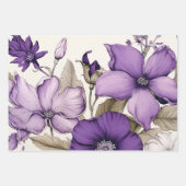 Feuille De Papier Cadeau Élégant violet floral (Devant 3)