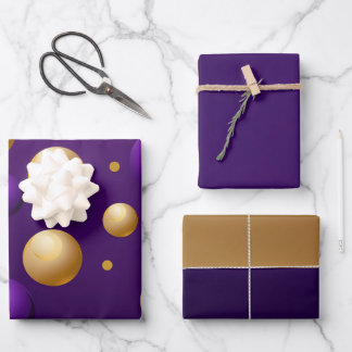 Feuille De Papier Cadeau Élégant violet foncé violet et or