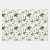 Feuille De Papier Cadeau Elegant Watercolor Green Shamrocks Patterns (Devant)