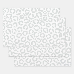 Feuille De Papier Cadeau Elegant White Gray Leopard Cheetah Animal Print