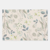Feuille De Papier Cadeau Elégante aquarelle Botanique Verdure Eucalyptus (Devant 3)