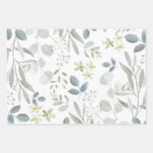 Feuille De Papier Cadeau Elégante aquarelle Botanique Verdure Eucalyptus (Devant)