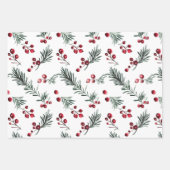 Feuille De Papier Cadeau Elégante aquarelle de Noël Pin rustique (Devant)