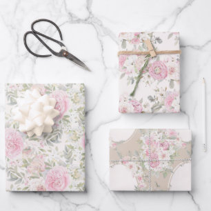 Feuille De Papier Cadeau Elégante Aquarelle Peonies & Rose Floral Mariage