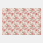 Feuille De Papier Cadeau Elégante aquarelle rose poussiéreuse roses et dent (Devant 3)