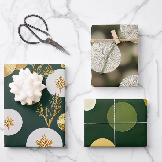 Feuille De Papier Cadeau Élégante collection À feuillage persistant ivoire  (Recto)