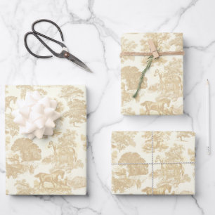 Feuille De Papier Cadeau Elégante Crème Chic Beige Horse Toile