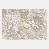 Feuille De Papier Cadeau Elégante dentelle beige avec diamant (Devant 2)