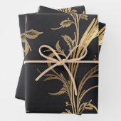 Feuille De Papier Cadeau Elégante fête Noir avec l'or Accentuation Foil (En situation)
