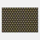 Feuille De Papier Cadeau Elégante Fleur de Lis sur Black Grey & White (Devant 2)