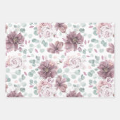 Feuille De Papier Cadeau Elégante Fleurs de Mauve et Motif botanique Feuill (Devant 3)