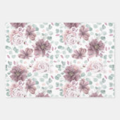 Feuille De Papier Cadeau Elégante Fleurs de Mauve et Motif botanique Feuill (Devant 2)