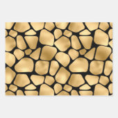Feuille De Papier Cadeau Elégante Giraffes Noire et Or (Devant)