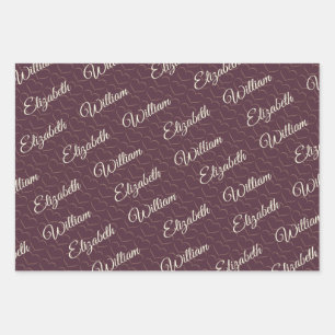 Feuille De Papier Cadeau Elégante laque simple cerise, Mariage Monogramme