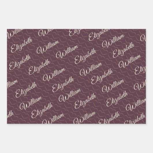 Feuille De Papier Cadeau Elégante laque simple cerise, Mariage Monogramme (Devant 2)