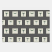 Feuille De Papier Cadeau Élégante libellule bleue (Devant)