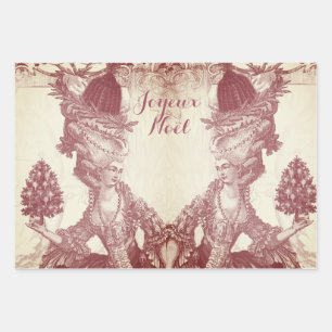 Feuille De Papier Cadeau Elégante Marie Antoinette Joyeux Noel