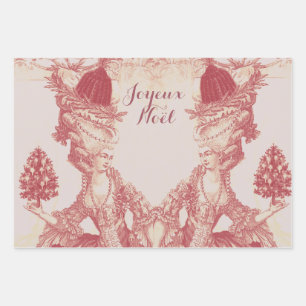 Feuille De Papier Cadeau Elégante Marie Antoinette Joyeux Noel