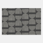 Feuille De Papier Cadeau Elégante Mid Century Mod Arch Lines noir et blanc (Devant 3)