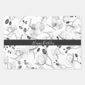 Feuille De Papier Cadeau Elégante orchidée blanc rouge vert chic floral (Devant)