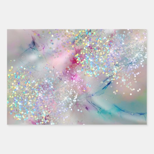Feuille De Papier Cadeau Élégante Parties scintillant holographique Pastel  (Devant 2)