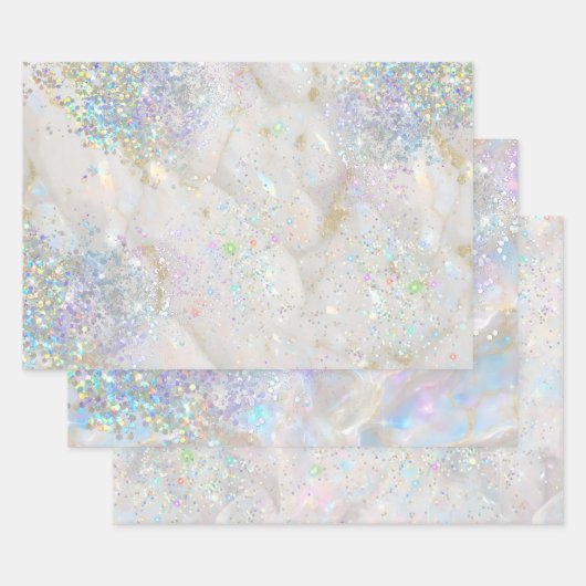 Feuille De Papier Cadeau Élégante Parties scintillant holographique Pastel (Lot)