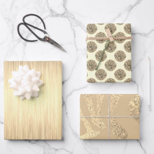 Feuille De Papier Cadeau Élégante Parties scintillant Or (Recto)