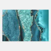 Feuille De Papier Cadeau Elégante Parties scintillant Turquoise Ocean Agate (Devant 3)