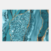 Feuille De Papier Cadeau Elégante Parties scintillant Turquoise Ocean Agate (Devant 2)