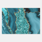 Feuille De Papier Cadeau Elégante Parties scintillant Turquoise Ocean Agate (Devant)