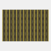 Feuille De Papier Cadeau Élégantes bandes noires et or (Devant)