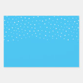 Feuille De Papier Cadeau Elégantes Étoiles blanches sur Pastel Blue (Devant)